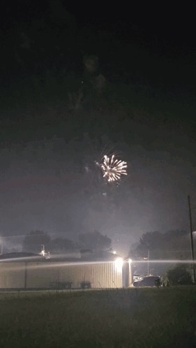 A Fireworks Display Is Going Off In The Night Sky GIF