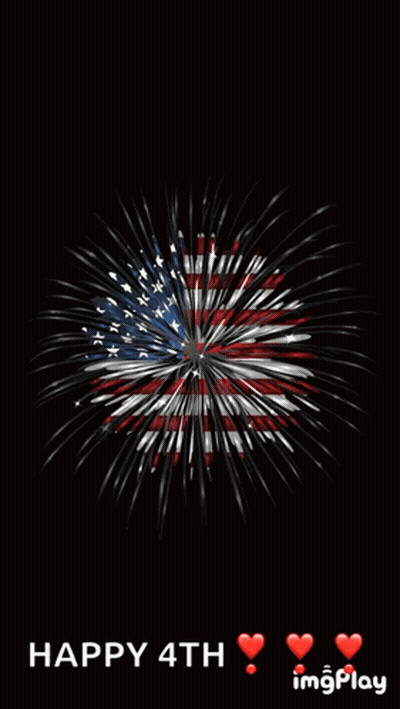 A Fireworks Display That Says Happy 4Th With Hearts GIF