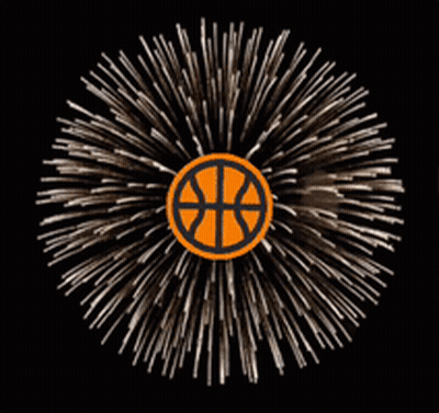 A Fireworks Display With A Circle With The Letter G On It GIF