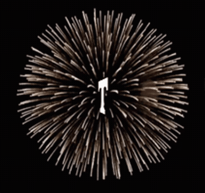 A Fireworks Display With A Letter T In The Center GIF