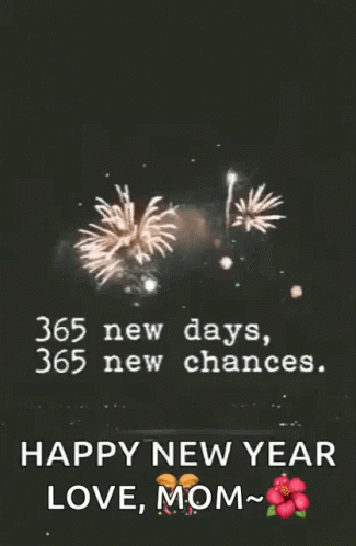 A Fireworks Display With A Message That Says Happy New Year Love Mom GIF