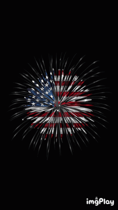 A Fireworks Display With The American Flag In The Middle GIF