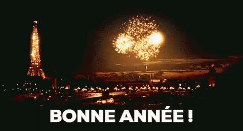 Eiffel Tower Fireworks With Bonne Année GIF