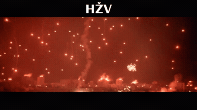 A Fireworks Display With The Letters Hzv Visible GIF