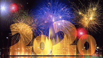 A Fireworks Display With The Number 2020 In Front GIF