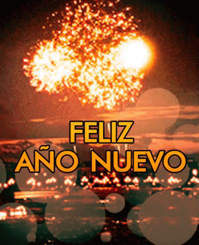 A Fireworks Display With The Words Feliz Ano Nuevo GIF