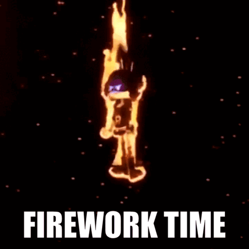 A Fireworks Display With The Words Firework Time Written Below It GIF