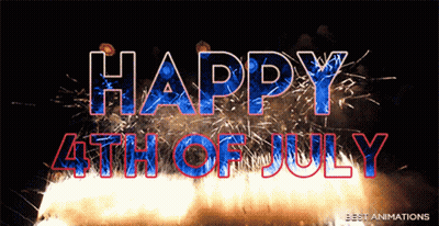 A Fireworks Display With The Words Happy 4Th Of July In The Foreground GIF