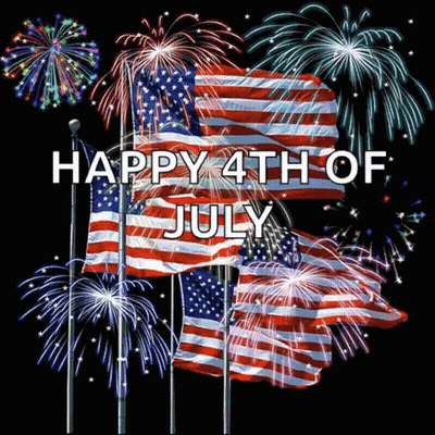 A Fireworks Display With The Words Happy 4Th Of July On The Bottom GIF