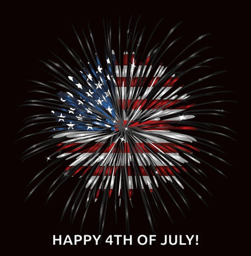 A Fireworks Display With The Words Happy 4Th Of July On The Bottom GIF