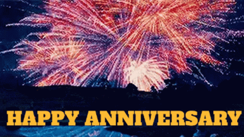 A Fireworks Display With The Words Happy Anniversary GIF