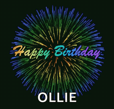 A Fireworks Display With The Words Happy Birthday Ollie Below It GIF