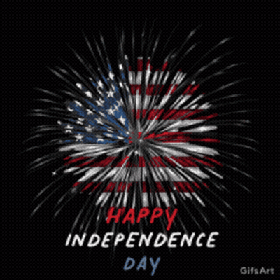 A Fireworks Display With The Words Happy Independence Day On The Bottom GIF