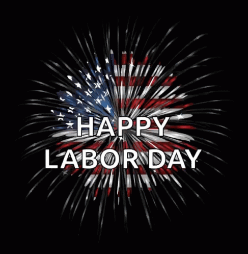 A Fireworks Display With The Words Happy Labor Day Written Below It GIF