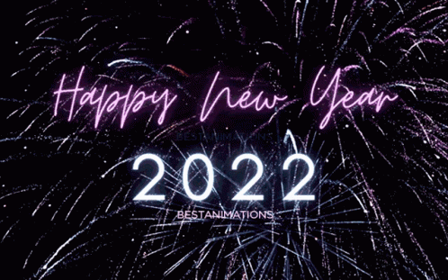 A Fireworks Display With The Words Happy New Year 2022 In The Foreground GIF