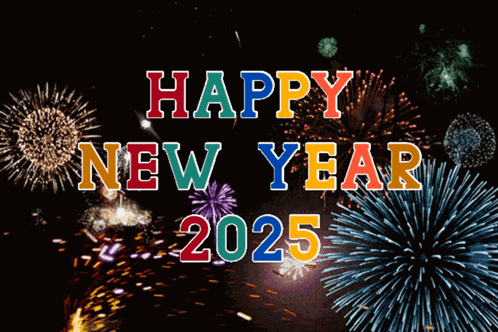 A Fireworks Display With The Words " Happy New Year 2025 " GIF