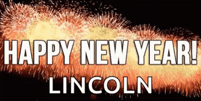 A Fireworks Display With The Words Happy New Year Lincoln GIF
