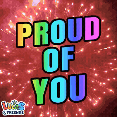 A Fireworks Display With The Words Proud Of You On It GIF