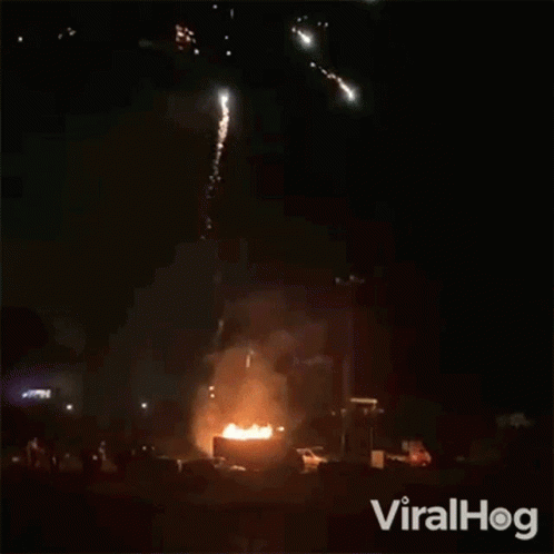 A Fireworks Display With The Words Viralhog Written On The Bottom GIF