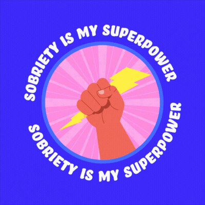 A Fist Holding A Lightning Bolt With The Words Sobriety Is My Superpower GIF