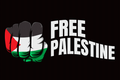 A Fist With The Flag Of Palestine And The Words Free Palestine GIF