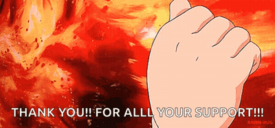 A Fist With The Words Thank You For All Your Support On It GIF