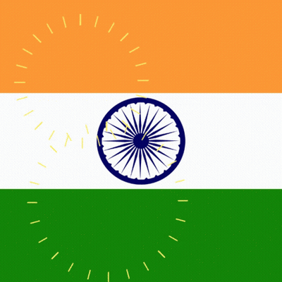 A Flag Of India With A Wheel In The Middle GIF