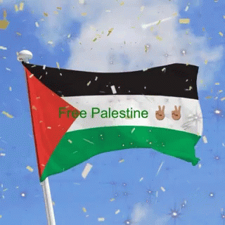 A Flag That Says Free Palestine Is Flying In The Wind GIF