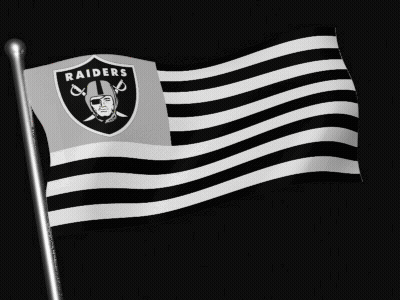 A Flag That Says Raiders On It GIF