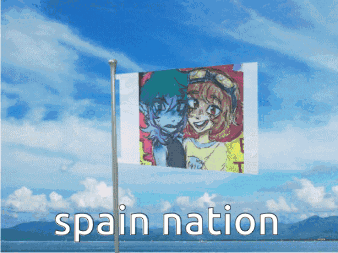 A Flag That Says Spain Nation With A Picture Of A Boy And Girl On It GIF