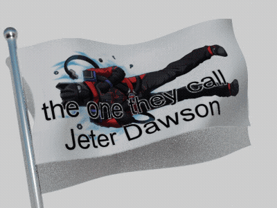 A Flag That Says The One They Call Jeter Dawson Is Waving In The Wind GIF
