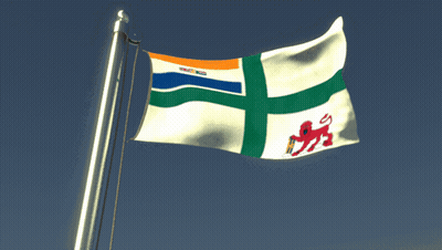A Flag With A Green Cross And A Lion On It GIF