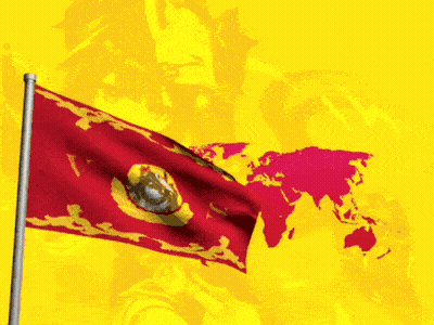 A Flag With A Map Of The World On It GIF