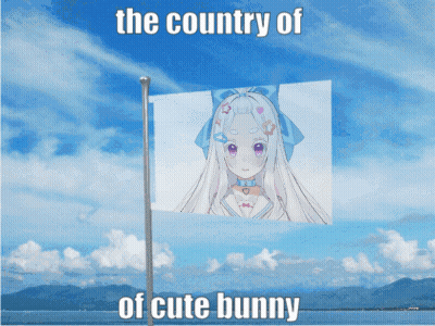 A Flag With A Picture Of A Girl On It And The Words The Country Of Cute Bunny GIF