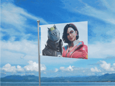 A Flag With A Picture Of A Man And A Woman GIF