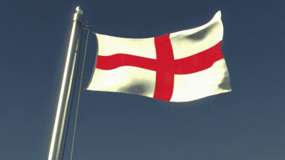 A Flag With A Red And White Cross On It GIF