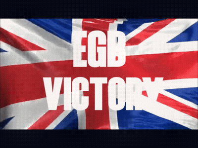 A Flag With The Words Egb Victory On It GIF
