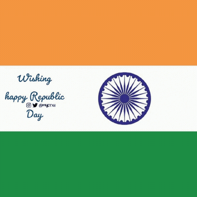 A Flag With The Words Wishing Happy Republic Day Written On It GIF