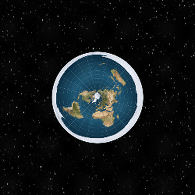 A Flat Earth Is Shown In Space With A Black Background GIF