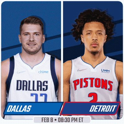 A Flyer For A Basketball Game Between The Dallas And The Pistons GIF