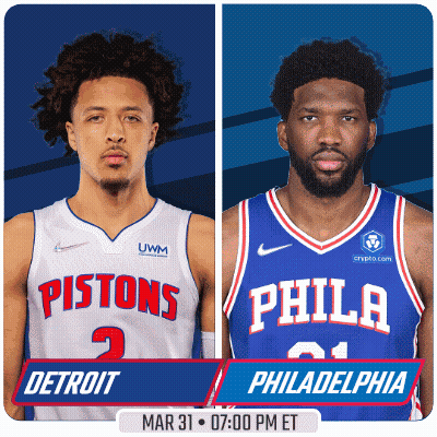 A Flyer For A Basketball Game Between The Pistons And The Phillies GIF