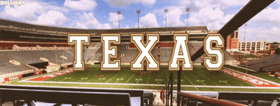 A Football Field With The Word Texas Written On It GIF