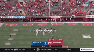 A Football Game Between Buffalo And Nebraska Is Being Shown On Big Network GIF