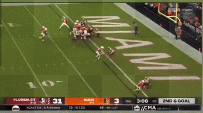 A Football Game Between Florida St And Miami Is Being Played GIF