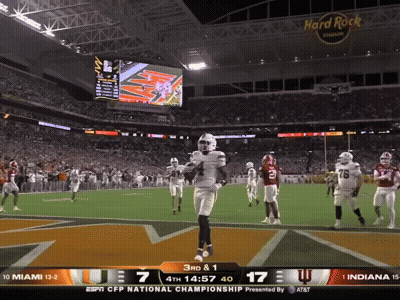a football game between miami and indiana is being played at the hard rock stadium