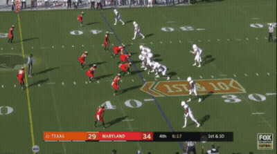 A Football Game Between Texas And Maryland Is Being Broadcast On Fox College Football GIF