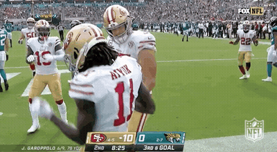 A Football Game Between The 49Ers And The Jaguars Is Being Shown On Fox Nfl GIF