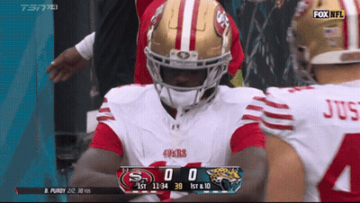 A Football Game Between The 49Ers And The Jaguars Is Being Shown On Fox Nfl GIF