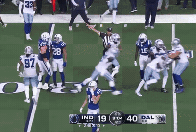 A Football Game Between The Indiana Colts And The Dallas Cowboys Is Underway GIF