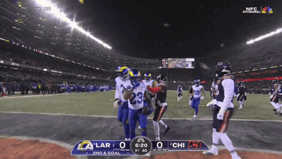 A Football Game Between The Rams And The Bears Is Being Shown On Nbc GIF
